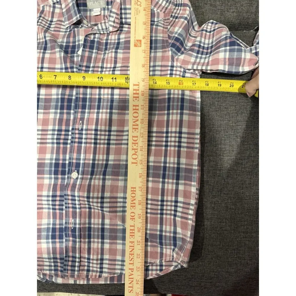 Two Children's Place Button Up Dress Shirts Tops Size 10/12 Preppy 100% Cotton